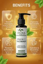 JYOVA Vitamin C Face Wash with Lemon, Honey & Aloe Vera – Brightening, Deep Cleansing & Hydrating Face Cleanser for All Skin Types | Paraben Free | 100ml - Image 2