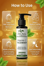 JYOVA Vitamin C Face Wash with Lemon, Honey & Aloe Vera – Brightening, Deep Cleansing & Hydrating Face Cleanser for All Skin Types | Paraben Free | 100ml - Image 3