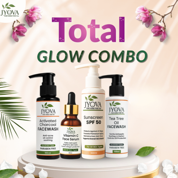 JYOVA Daily Skincare Protection Combo – Vitamin C Face Wash, Tea Tree Face Wash, Vitamin C Face Serum & Sunscreen SPF 50 | Complete Skin Care Kit