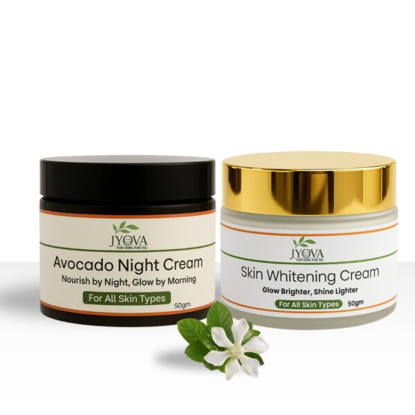 JYOVA Skin Glow Duo – Skin Whitening Cream & Avocado Night Cream | Brightening & Overnight Repair Skincare Combo