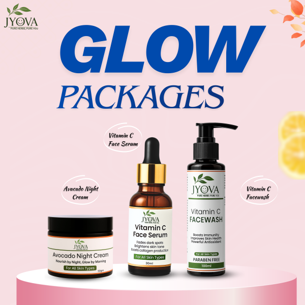 JYOVA Vitamin C Glow & Repair Combo | Facewash + Face Serum + Avocado Night Cream for Bright & Healthy Skin