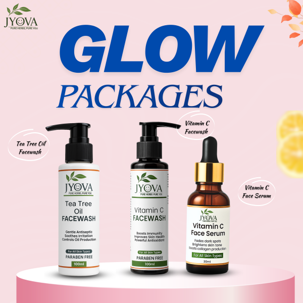 Jyova Vitamin C & Tea Tree Skincare Combo  Vitamin C Face Serum 30ml + Vitamin C Facewash 100ml + Tea Tree Oil Facewash 100ml