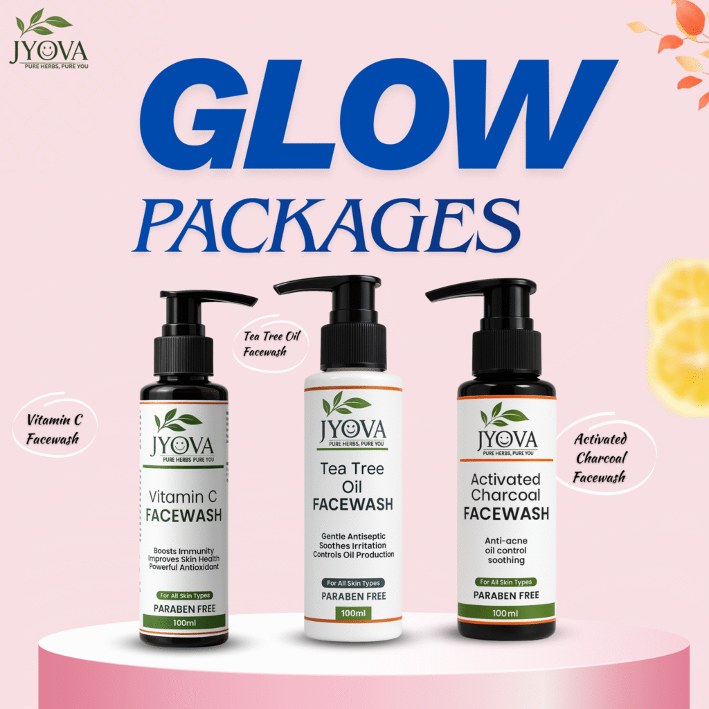 Jyova 3-Step Facewash Combo – Tea Tree Oil (100ml), Vitamin C (100ml ...