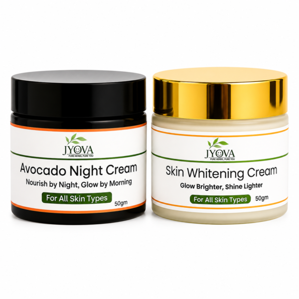 Jyova Avocado Night Cream and Skin Whitening Cream Combo 50g + 50g with Avocado Oil, Aloe Vera, Vitamin E, Kojic Acid and Niacinamide