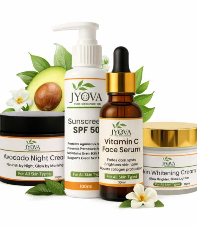 Jyova Advanced Skincare Combo with Avocado Night Cream SPF 50 Sunscreen Vitamin C Face Serum and Skin Whitening Cream
