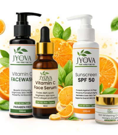 Jyova Vitamin C Skincare Combo with Vitamin C Facewash, Face Serum, SPF 50 Sunscreen and Skin Whitening Cream