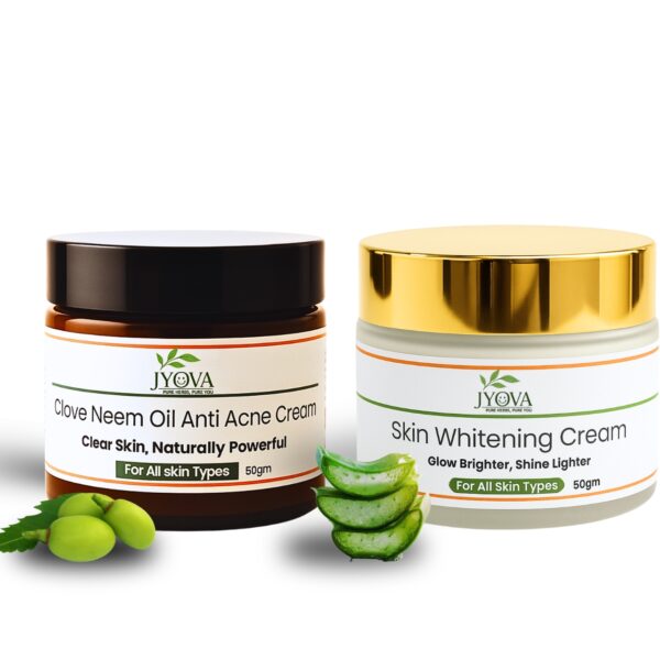 Jyova Clove Neem Oil Anti Acne Cream & Skin Whitening Cream Combo | Clear Skin & Bright Glow | 50g + 50g